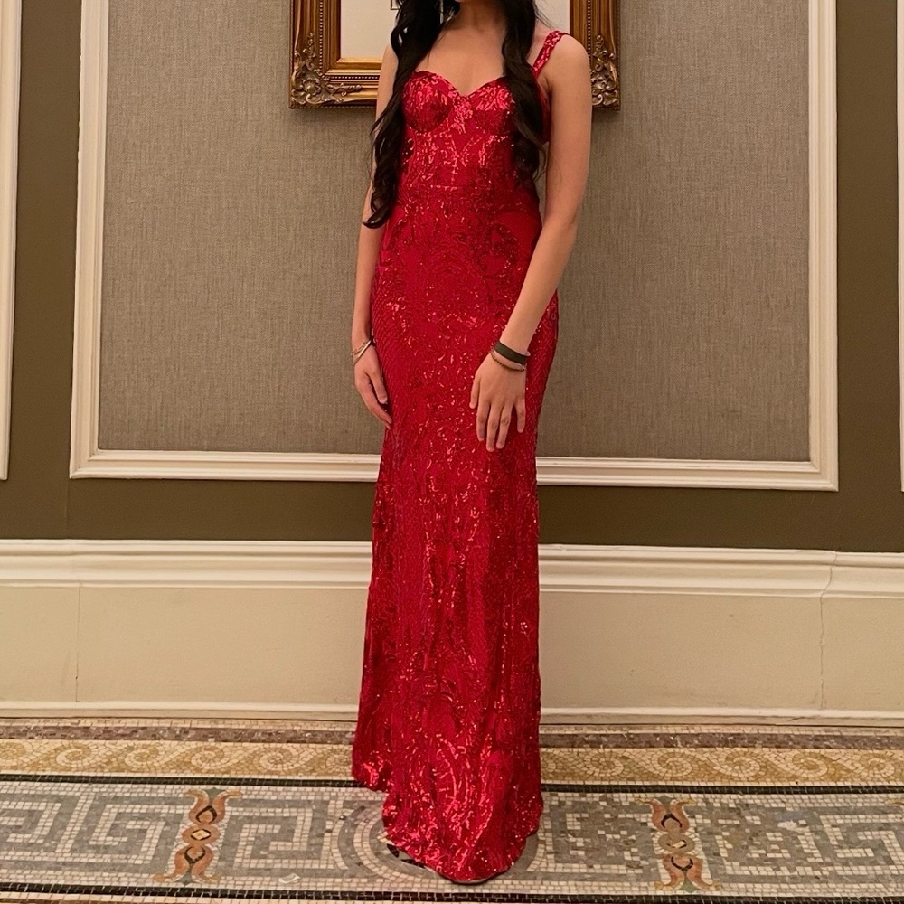 B Darlin Red Sequin Prom/party Dress